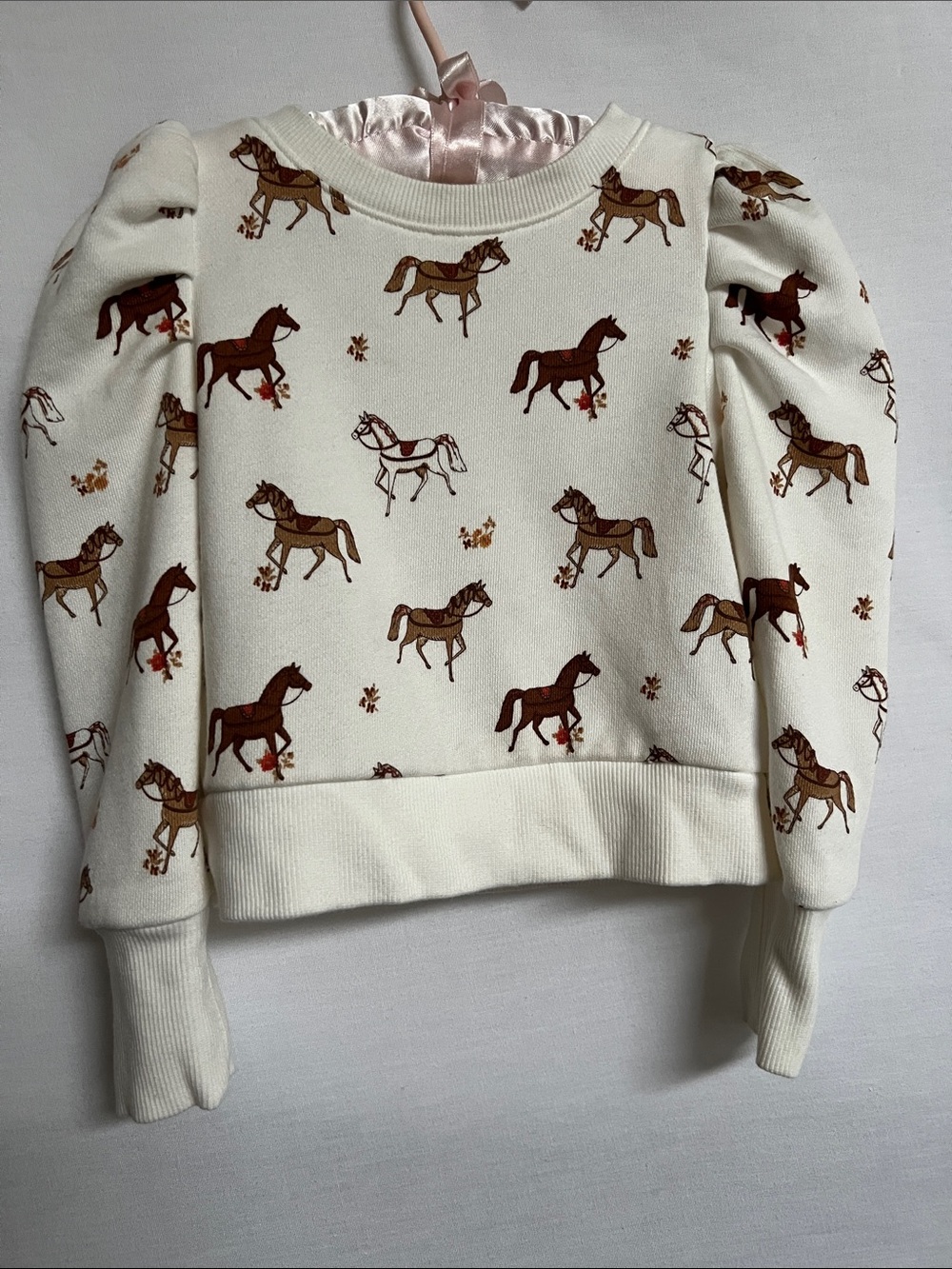 Janie and Jack Cream Sweatshirt with Brown Horse Print